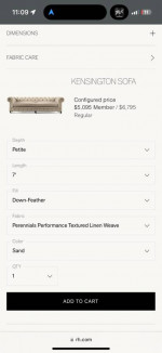 Restoration Hardware Kensington petite Sofa Couch - delivery available
