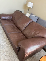 Leather Sofa 92”, Chair 48”W and Ottoman set