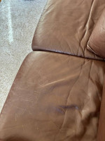Leather Sofa 92”, Chair 48”W and Ottoman set