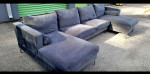 Grey U shaped sectional couch sofa