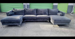 Grey U shaped sectional couch sofa