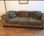 Sofa 4 Seat beige, excellent   Lth 94” Wth 37” Back ht 28” Seat ht 18” P