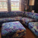 Sectional sofa Mid-century flowers