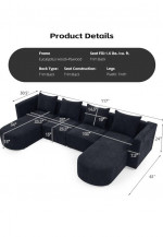 modular sectional sofa, U shaped sofa 117"