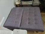 Small sofa with rectangular storage ottoman