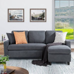 Brand new Walsunny Linen Fabric Convertible L-Shaped Sectional Sofa(Dark Gray)