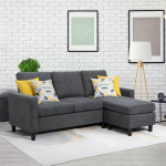 Brand new Walsunny Linen Fabric Convertible L-Shaped Sectional Sofa(Dark Gray)