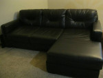 BLACK LEATHER SOFA WITH CHAISE LOUNGE