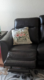 Black leather sofa