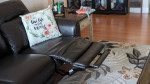 Black leather sofa
