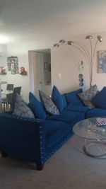 Sofa L and lamp,Cristal tables