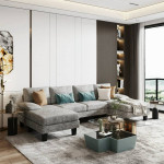 Brand new Modern U-Shape Sectional Sofa, Chenille Fabric Modular Couch, 4 Seat O