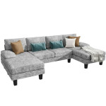 Brand new Modern U-Shape Sectional Sofa, Chenille Fabric Modular Couch, 4 Seat O