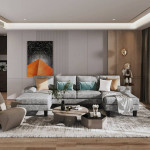 Brand new Modern U-Shape Sectional Sofa, Chenille Fabric Modular Couch, 4 Seat O