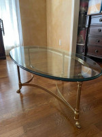 Sofa Table Glass Ttop Brass Stand