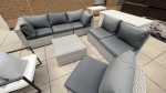 7 Piece Outdoor Sectional Sofa w/ plush grey cushions- great condition