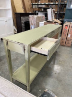 Distressed Moss Sage Green and Antique Brass 60 in Console Sofa Table