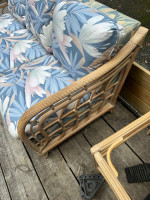 Lane Venture Rattan Sofa and Glass Top Side Table