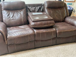 Brown Faux Leather Sofa/Couch, Raymour & Flanigan