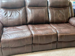 Brown Faux Leather Sofa/Couch, Raymour & Flanigan