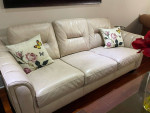 Stunning champagne pink leather sofa sleeper couch-bought recently-38 x 84 x 36.