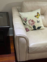 Stunning champagne pink leather sofa sleeper couch-bought recently-38 x 84 x 36.