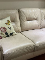 Stunning champagne pink leather sofa sleeper couch-bought recently-38 x 84 x 36.