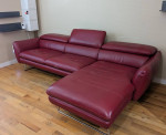 Red Leather Conntemporary Sofa