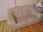 Beautiful Leather loveseat sofa ivory comfy