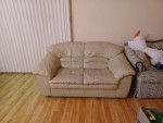 Beautiful Leather loveseat sofa ivory comfy