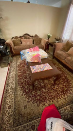 Wood frame Sofa set with maon tabe and an end Table