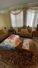 Wood frame Sofa set with maon tabe and an end Table