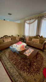 Wood frame Sofa set with maon tabe and an end Table