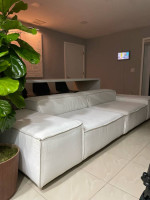 White linen sofa