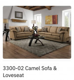 Camel color microfiber sofa love seat