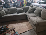 Micro suede sectional couch pull out bed sleeper sofa