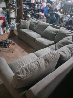 Micro suede sectional couch pull out bed sleeper sofa