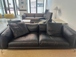Como Sofa, black, leather steel frame Design within reach. 27¼" H 92⅛"