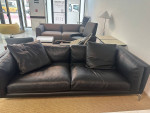Como Sofa, black, leather steel frame Design within reach. 27¼" H 92⅛"
