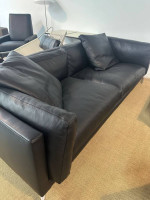 Como Sofa, black, leather steel frame Design within reach. 27¼" H 92⅛"