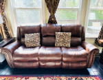 Reclining leather sofa and love seat for sale
