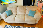 3-seat Sofa, tan, microfiber, great condition