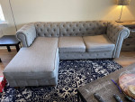 Tufted Grey Sofa Lightly Used