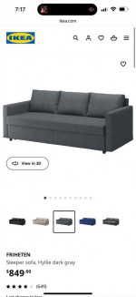 Ikea FRIHETEN sofa dark gray