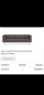 Room and Board, McCreary Modern Wynwood Leather Sofa Couch