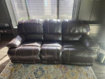 Plush Leather Sofa w/Built-in Recliners