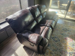 Plush Leather Sofa w/Built-in Recliners