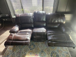 Plush Leather Sofa w/Built-in Recliners