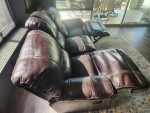 Plush Leather Sofa w/Built-in Recliners