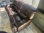 Plush Leather Sofa w/Built-in Recliners